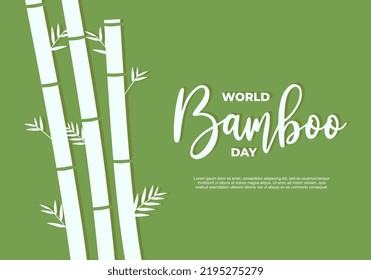 World bamboo day background banner poster with white bamboo on september 18 th.