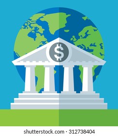 World Bank Icon. Flat Vector Business Illustration