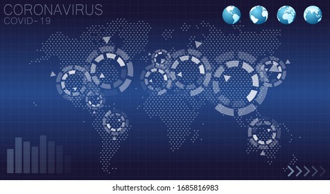 World Banner Virus Background. Medical Coronavirus Infographics. Editable Template Virus Infection.