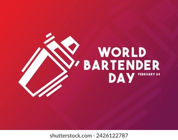 World Bartender Day. February 24. Gradient background. Poster, banner, card, background. Eps 10.