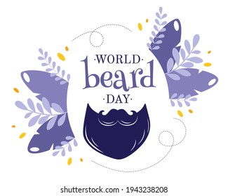 World beard day. Greeting card.  Vector illustration