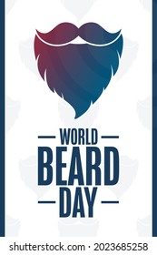 Día Mundial de la Barba. Concepto de vacaciones. Plantilla para fondo, banner, tarjeta, afiche con inscripción de texto. Ilustración del vector EPS10