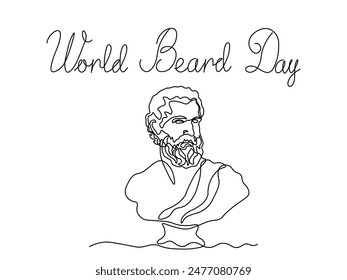 Día Mundial de la Barba. hombre con barba, dibujo de una sola línea continua boceto, logotipo
