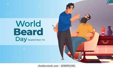 World Beard Day on September 04 business brochure flyer banner design horizontal template vector, cover presentation abstract, modern publication poster and flag-banner.