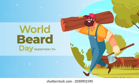 World Beard Day on September 04 business brochure flyer banner design horizontal template vector, cover presentation abstract, modern publication poster and flag-banner.