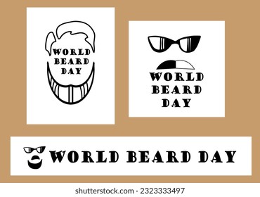 World Beard Day. Set Holiday concept for banner, card, poster with text inscription. Vector EPS10