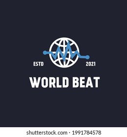 World beat logo design template icon vintage