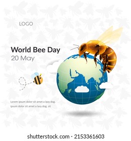 world bee day 20 May. Pollination, a pillar of our ecosystems, design template esp. 10