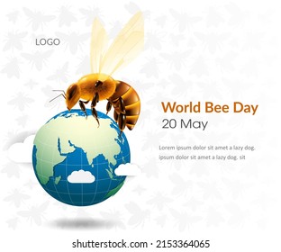 world bee day 20 May. Safeguarding bees, safeguards biodiversity, vector template, esp.