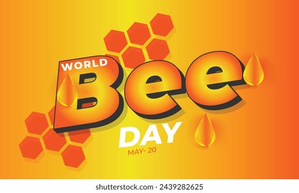 Día Mundial de la Abeja. fondo, pancarta, tarjeta, cartel, plantilla. Ilustración vectorial.