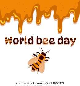 World Bee Day calligraphy hand lettering with cute cartoon bees. Easy to edit vector template for banner, poster, flyer, sticker, postcard, t-shirt, etc.