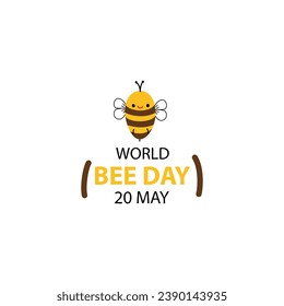 World Bee Day calligraphy hand lettering with cute cartoon bees and world map. Easy to edit vector template for banner, poster, flyer, sticker, postcard, t-shirt, etc.