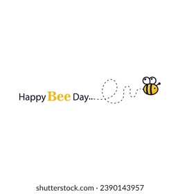 World Bee Day calligraphy hand lettering with cute cartoon bees and world map. Easy to edit vector template for banner, poster, flyer, sticker, postcard, t-shirt, etc.