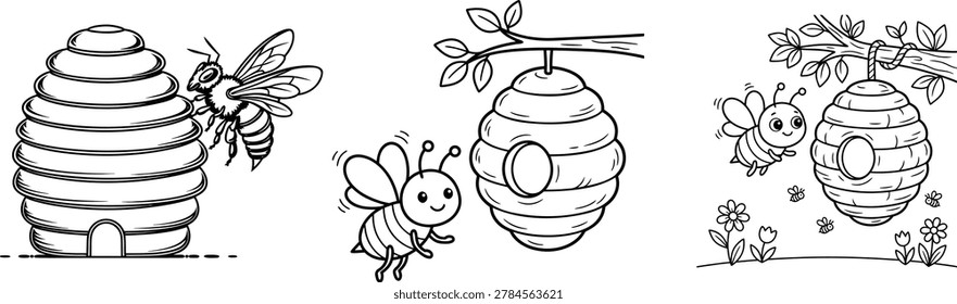 World Bee Day Coloring Page Vector Design