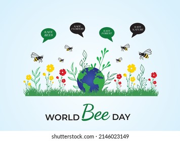 World bee day. Commemorative design for Bee Day celebration. vector illustration.