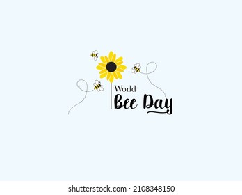 World Bee Day concept. cute cartoon bees and sunflower. Easy to edit vector template for banner, poster, flyer, sticker, postcard, t-shirt, etc. vector illustrations.