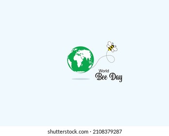 World Bee Day concept. cute cartoon bees and globe vector shape. vector illustrations.