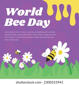 Ilustración plana del Día Mundial de la Abeja