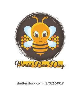 World bee day with illustration vector bee and grunge background for celebration festival and holiday