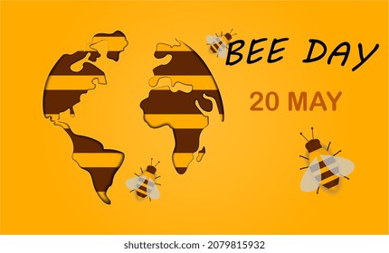 Bienentag der Welt. Internationale Frühlingsferien. Honig und Apiary Day, ein professioneller Urlaub für diejenigen, die Bienen halten. 20. Mai, umweltfreundlich, Event-Design, Postkarte. Cartoon-Flavektor-Vektorgrafik