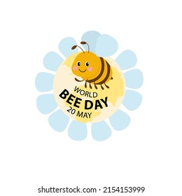 World Bee Day, International Bee Day. Vector Illustration Template For Logo Design, Banner, Poster, Flyer, Sticker, Postcard, Etc.