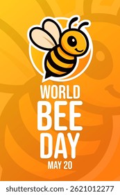 World Bee Day. May 20. Vector illustration. Holiday banner, card, poster and background template