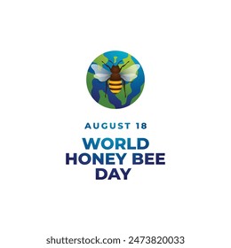 world bee day vector illustration for celebration. world bee day with globe and bee design. bee illustration.