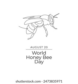 Ilustración vectorial del día mundial de las abejas para la celebración. día mundial de las abejas con globo y diseño de abejas. ilustración de abejas. arte de línea. línea continua.