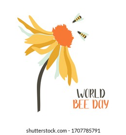 World bees day. Save the bees. Environment protection. Bright flat vector illustration. Perfect for card, poster, booklet, flyer