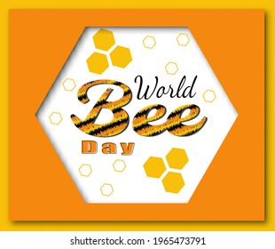 World bees day. Save the bees. Environment protection. Vector template for banner, poster, flyer, sticker, postcard, logo design, etc.