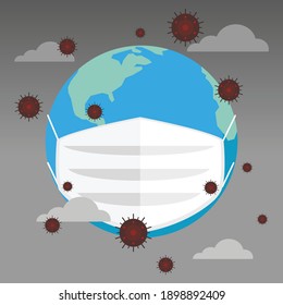 The world is being attacked by a virus, Vector illustration in flat style