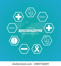 World Benzodiazepine Awareness Day. Holiday concept. Template for background, banner, card, poster with text inscription. Vector illustration.