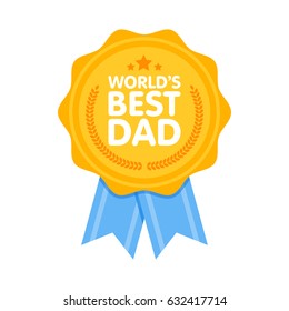 World Best Dad Badge Award Vector Illustration