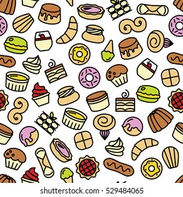 world best desserts and sweets seamless pattern