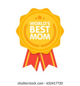 World Best Mom Badge award vector illustration