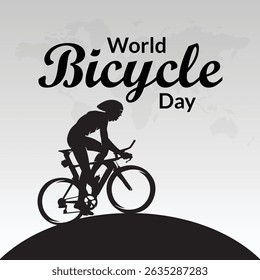 World bicycle day. 3 June International cycle day. Grey Vector graphics EPS.
