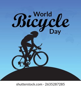 World bicycle day. 3 June International cycle day. Blue Vector graphics EPS.