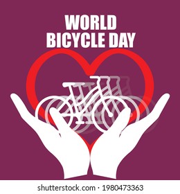 World bicycle day. 3rd June.  Environment protection. Bright flat vector illustration. Perfect for card, poster, booklet, flyer. Flat design. Illustration of Concept World bicycle day. 
