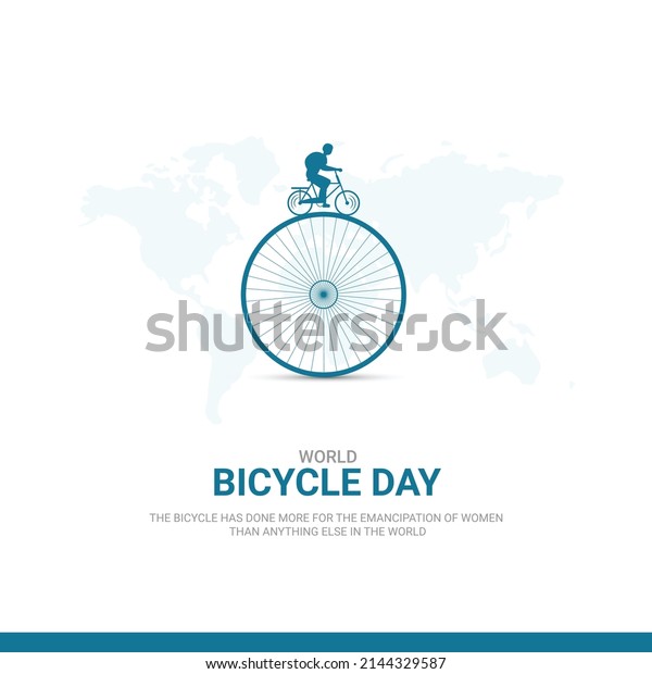 World Bicycle Day, 3rd June. 3D illustration, cycle\
ring and world map .