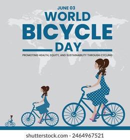 Día Mundial de la Bicicleta, 3 de junio. Día Mundial de la Bicicleta Ciclo único . Promover la salud, la equidad y la sostenibilidad a través del ciclismo. 