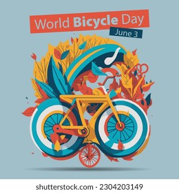 World Bicycle Day abstract sticker logo. Can be use for poster, banner, background, and wallpaper.