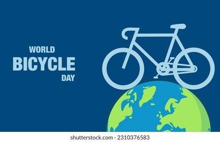 World bicycle day background bicycle and earth. With copy space area . poster design 
