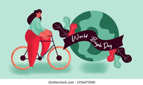World bicycle day background illustration vector.