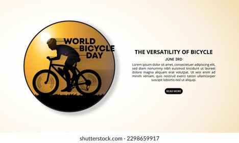 World bicycle day background with a silhouette bicycler