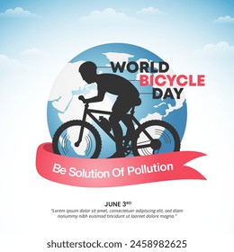 World Bicycle Day background with a bicycle silhouette