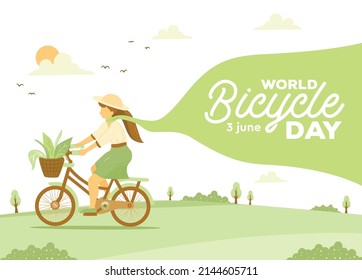 World Bicycle Day Cartoon Illustration