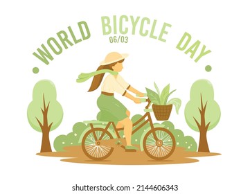 world bicycle day cartoon illustration