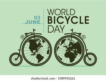 world bicycle day celebration with globe illustration