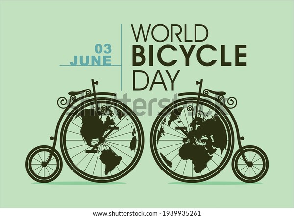 world\
bicycle day celebration with globe\
illustration