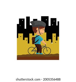 World Bicycle Day in City Character Design Illustration 